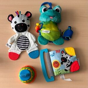 Baby Einstein baby toys, wrinkle book, stacker, teether, plushie